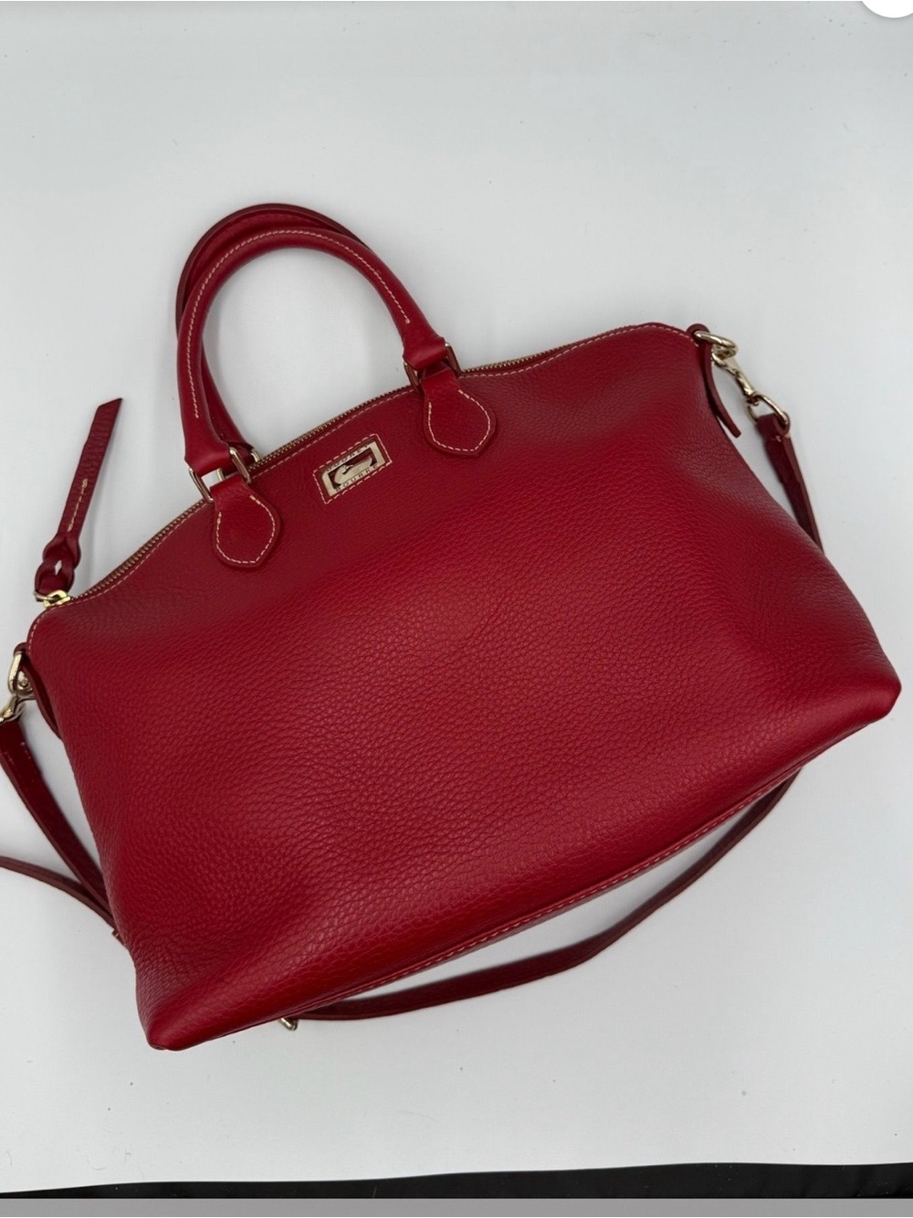 Red Leather Satchel Handbag -Dooney and Bourke satchel - Picture 2 of 3